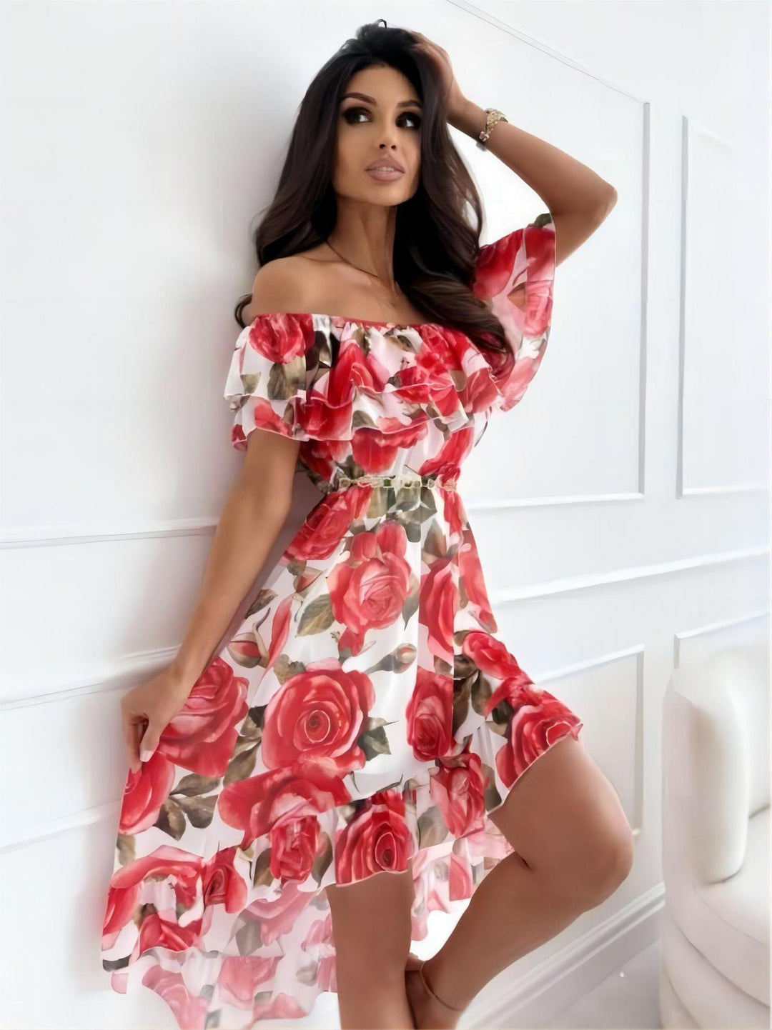 Off-Shoulder Mini-Kleid mit Rüschen – Lina