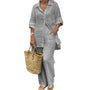 Luftig & Stylisch Oversized Leinen-Kombi mit Bluse und Hose Damen – Amaris