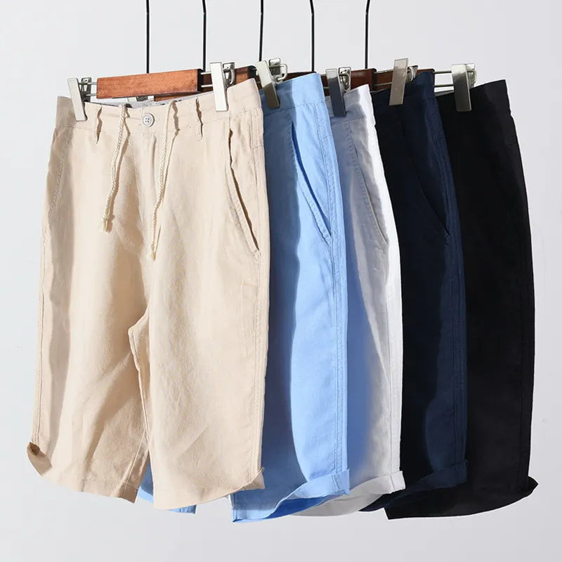 Strandshorts Herren Leinen-Baumwolle Sommerlook mit Knopfverschluss - Sandro