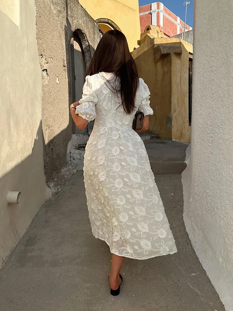 Luftige weiße Sommerkleid – Eleni