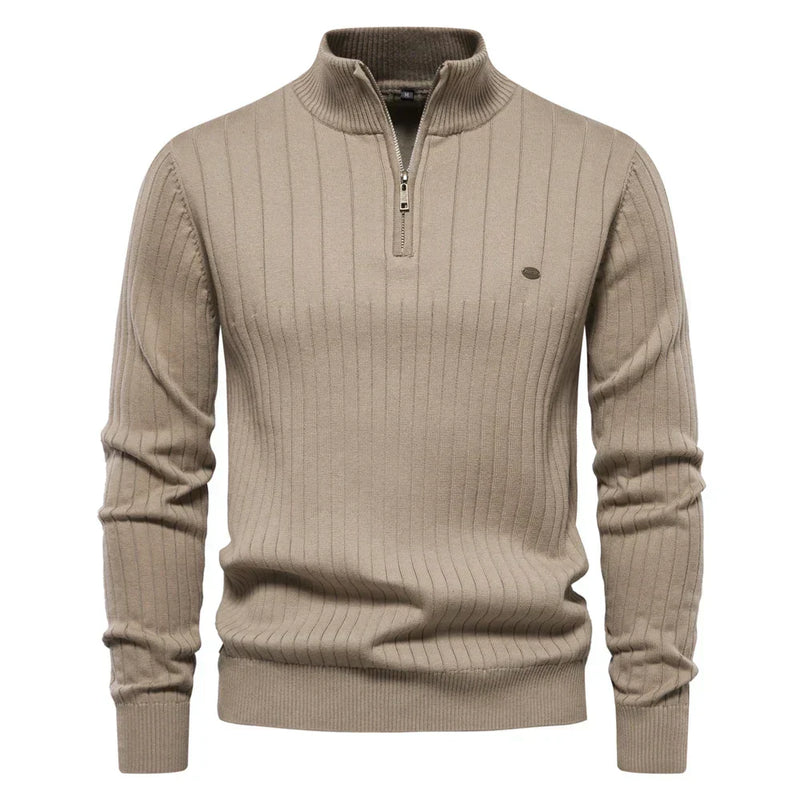 Herren Strickpullover aus Baumwolle mit Reißverschluss & Stehkragen – Ardel