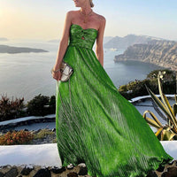 Maxi Sommerkleid mit V-Ausschnitt und Taill betont – Rosa