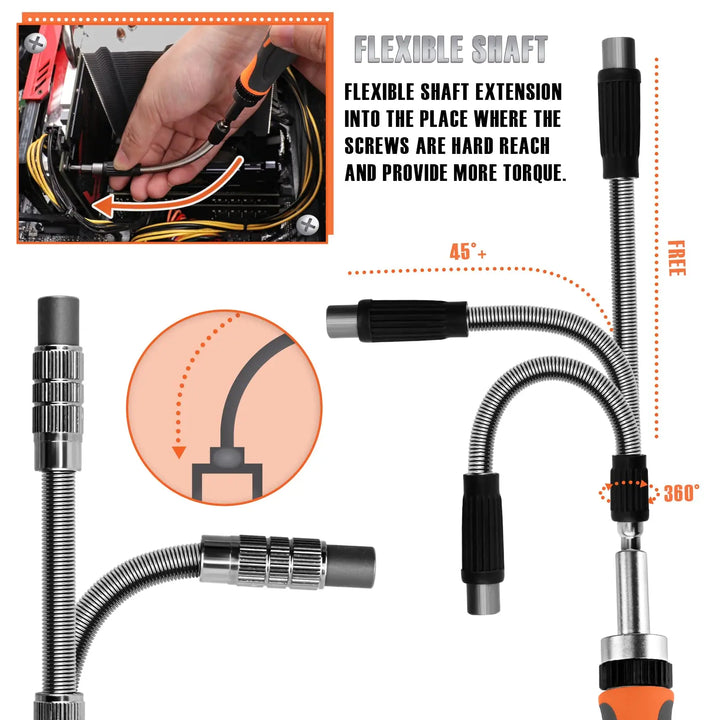 68-in-1 Ratschraubendreher Set mit Magnetbits & Verlängerungsstange – FortiDrive