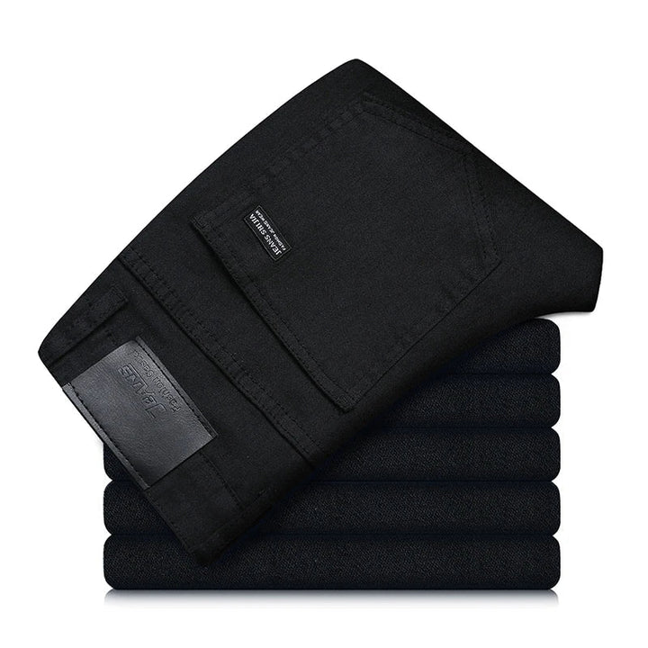 Herren Straight Fit Jeans in Schwarz mit Stretch – Milan