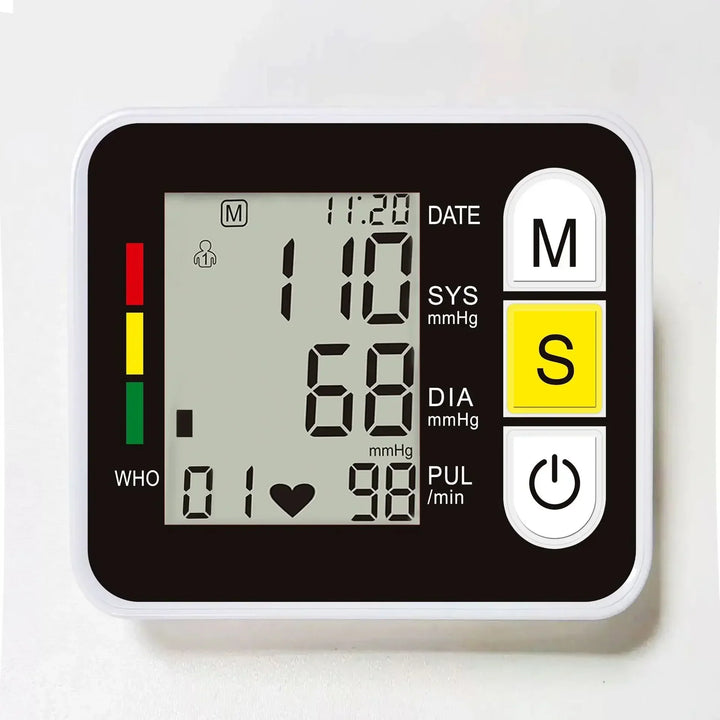 Digitaler Handgelenk-Blutdruckmessgerät mit LCD-Display – PulseTrack