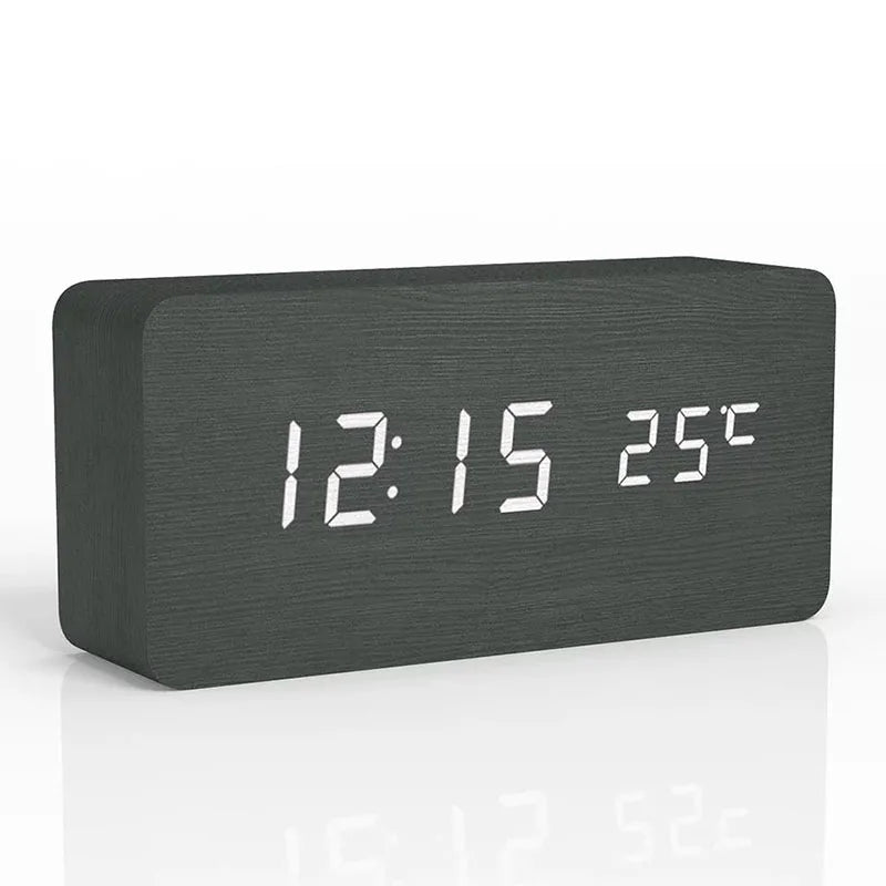 Digitaler Holz-Wecker mit LED-Anzeige – WoodSync
