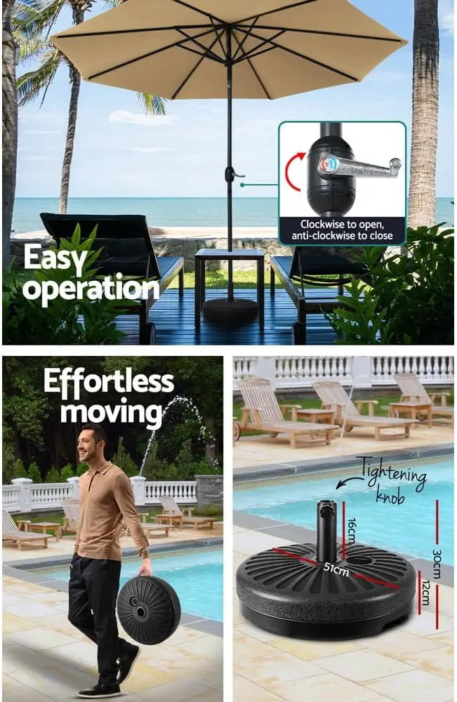 2,7 m Gartenschirm mit Standfuß – Solira – (UV- und wasserabweisend)