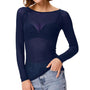Sheer Mesh Top With Long Sleeves - Deborah