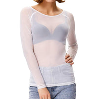 Sheer Mesh Top With Long Sleeves - Deborah