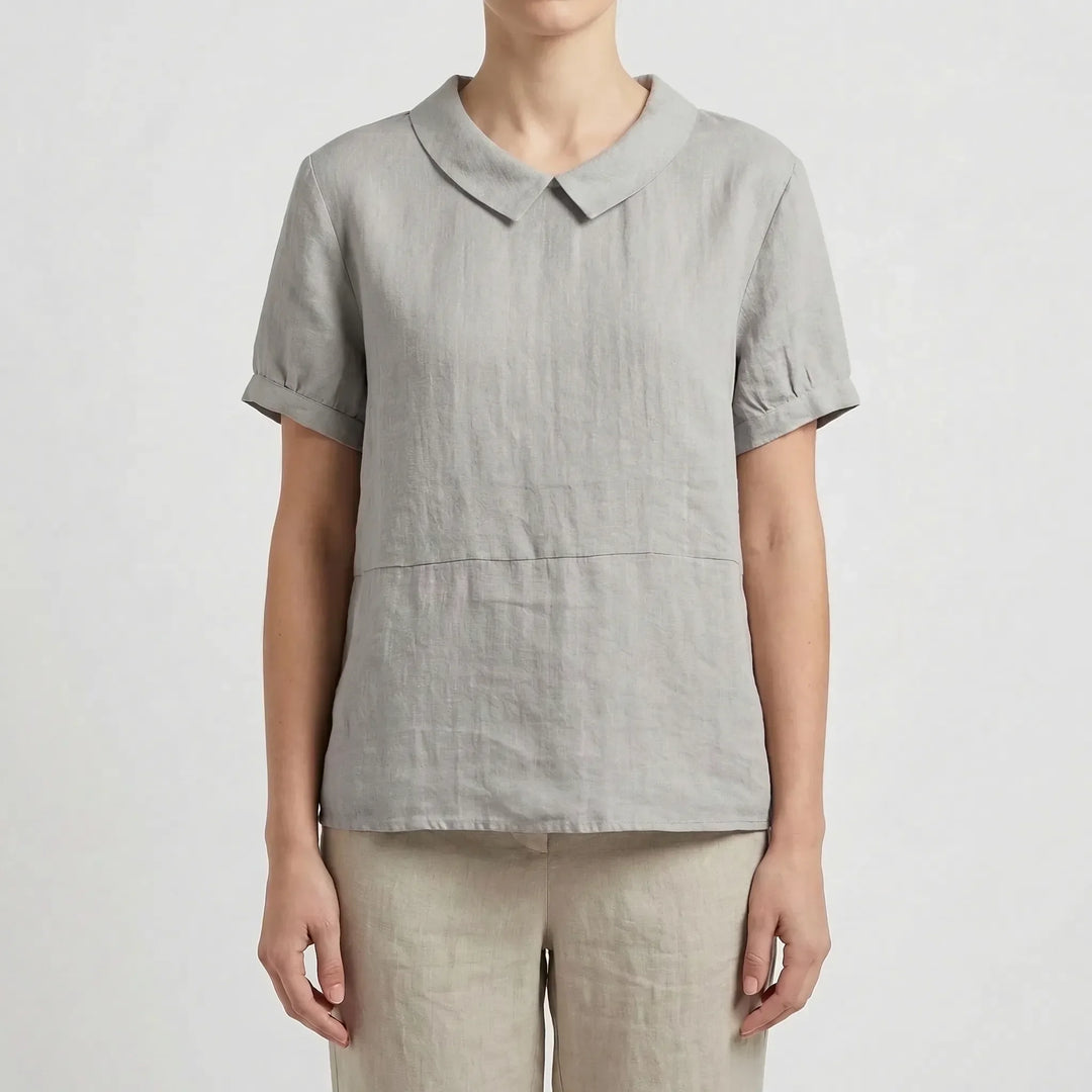 Short Sleeve Collared Women's Top - Maria