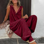 Sleeveless Hooded Jumpsuit With Button Placket - Rosemarie