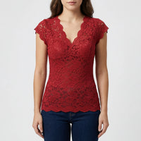 Slim-Fit Sleeveless Lace Top - Crystal