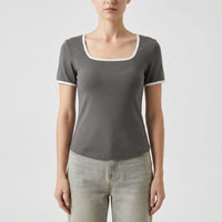 Square Neck Short Sleeve Top - Sarah