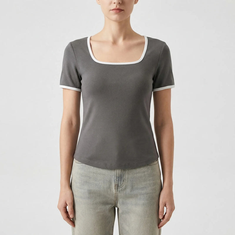 Square Neck Short Sleeve Top - Sarah