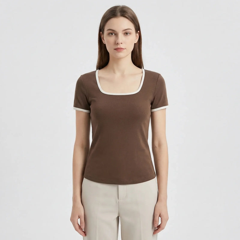 Square Neck Short Sleeve Top - Sarah
