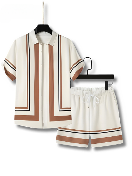 Zweiteiliges Set mit Streifenprint Kurzarmshirt und Shorts - Mateo