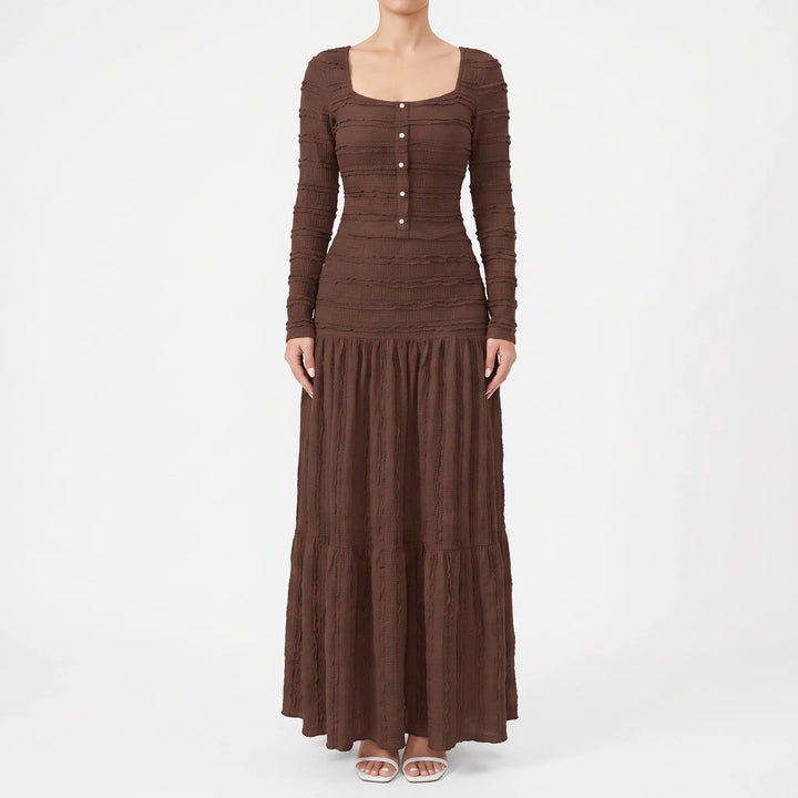 Strukturiertes Maxi-Strickkleid Mit Stufenrock - Rachael
