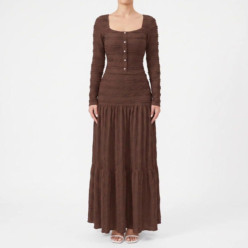 Strukturiertes Maxi-Strickkleid Mit Stufenrock - Rachael