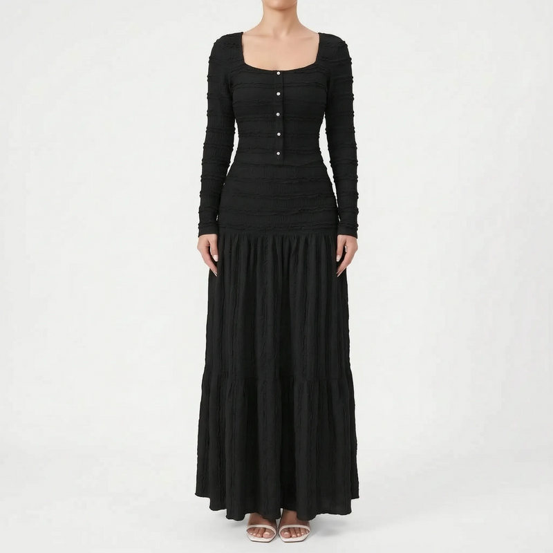 Strukturiertes Maxi-Strickkleid Mit Stufenrock - Rachael