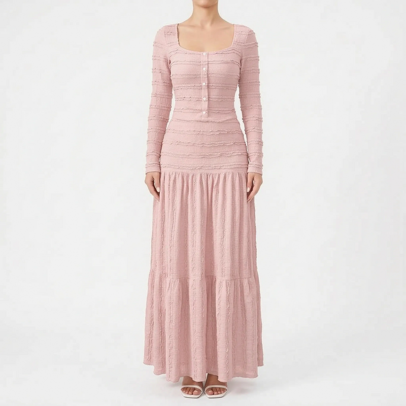 Strukturiertes Maxi-Strickkleid Mit Stufenrock - Rachael