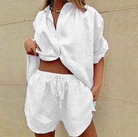 Zweiteiliges Damen Leinen-Set Mit Trendigem Schnitt und Muster – Malika