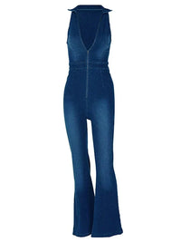 Atmungsaktiv & Stylisch Denim Jumpsuit mit V-Ausschnitt Damen – Fenja