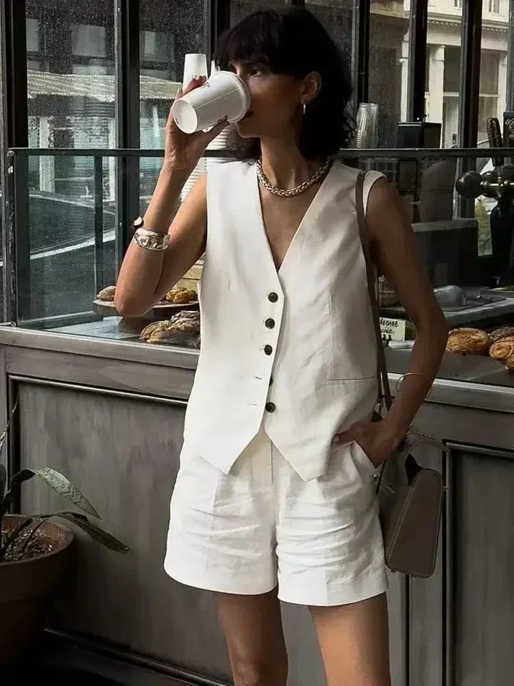 Zweiteiliges Sommeroutfit mit Vintage-Top – Amaya