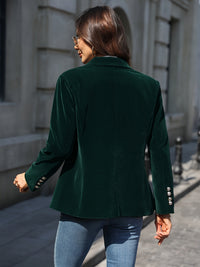 Tailored Velvet Blazer With Gold Buttons - Laura