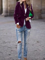 Tailored Velvet Blazer With Gold Buttons - Laura