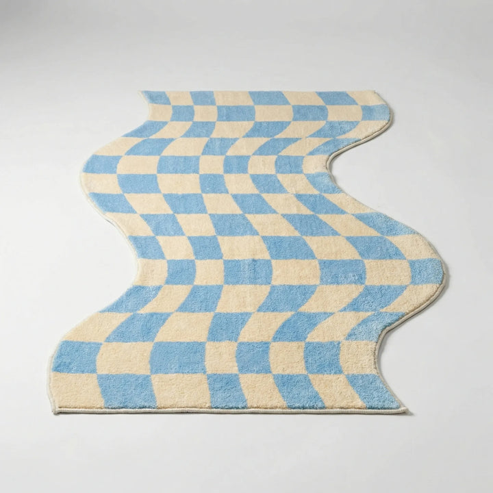 Teppich Mit Wellen-Karo - PastelWave