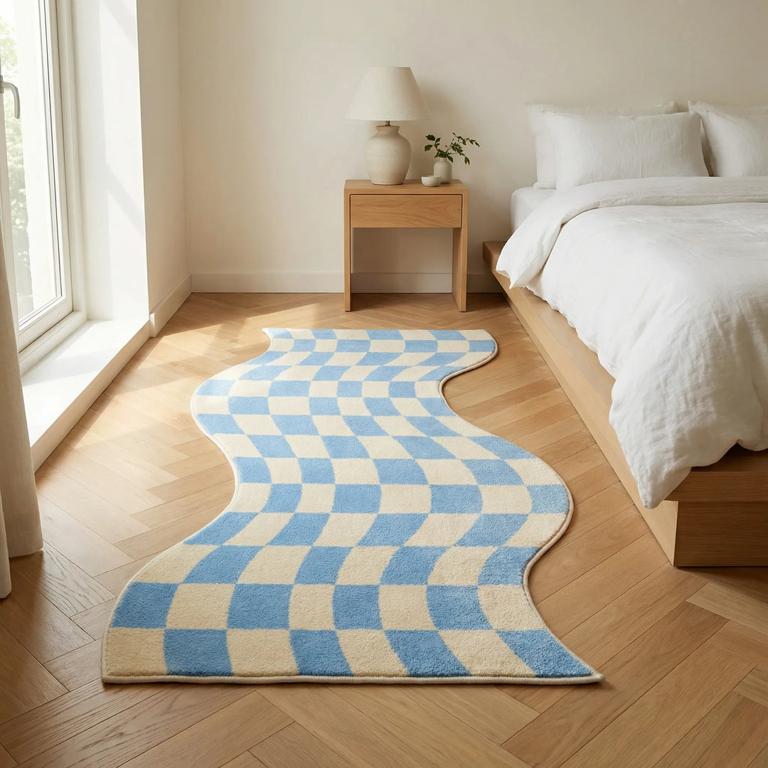 Teppich Mit Wellen-Karo - PastelWave