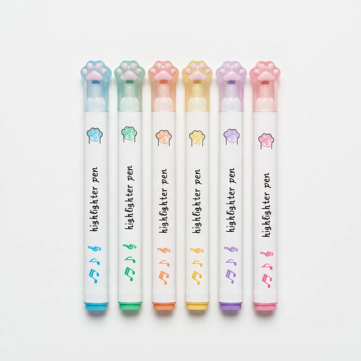 Textmarker Pastell Mit Katzenpfoten - Pawsima