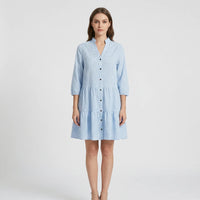 Tiered Ruffle-Hem Shirt Dress - Shelley