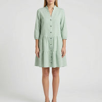 Tiered Ruffle-Hem Shirt Dress - Shelley