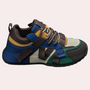 Bunter Sneaker für Herren, Leder, Blau-Grün, modisch, sportlich, bequeme Freizeitschuhe.