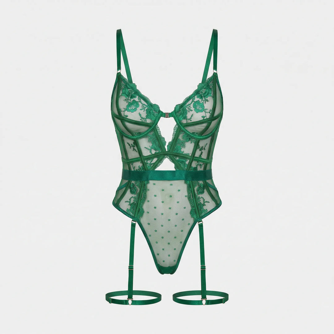 Transparenter Spitzen Body Mit Straps - Alissa