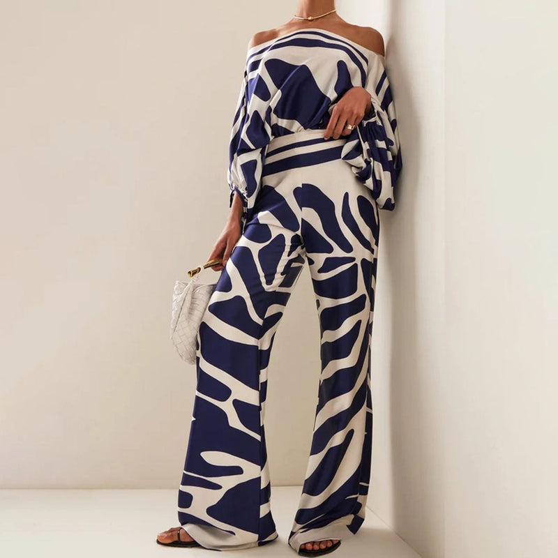 Two-Piece Set With Off-Shoulder Top And Wide-Leg Trousers - Juana