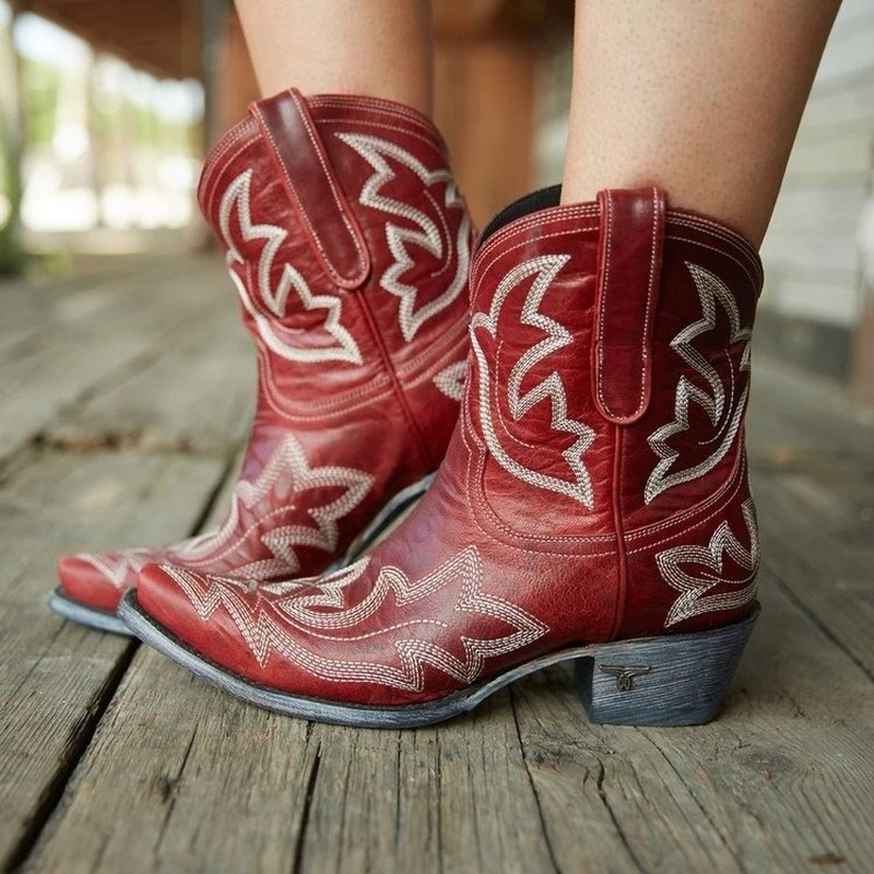 Bestickte Cowboystiefeletten aus Leder – Dakota Herbstedition