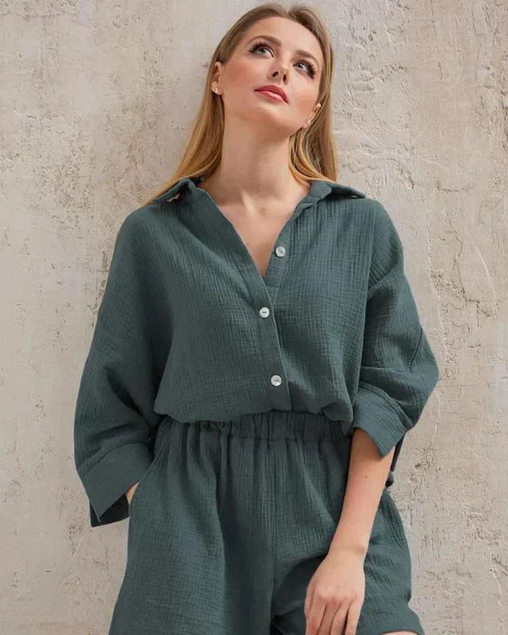 Zweiteilige Sommer-Kombi mit Struktur Damen – Tabea