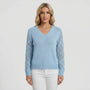 V-Neck Knitted Jumper With Open-Weave Sleeves - Audrey