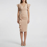 V-Neck Ruffle Midi Dress - Alma