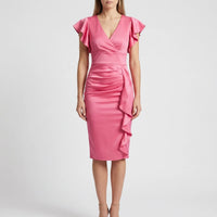 V-Neck Ruffle Midi Dress - Alma