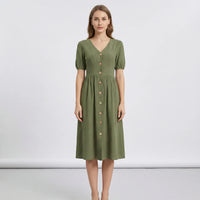 V Ausschnitt Midikleid Mit Knopfleiste - Maxine