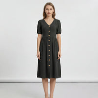 V Ausschnitt Midikleid Mit Knopfleiste - Maxine