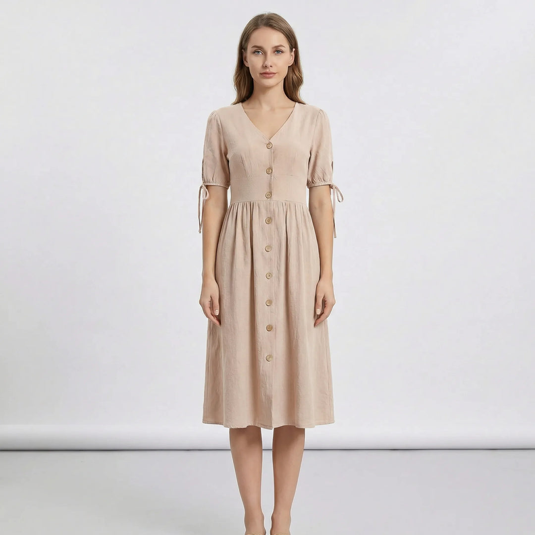V Ausschnitt Midikleid Mit Knopfleiste - Maxine