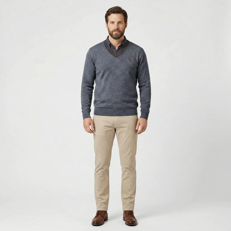 V Ausschnitt Pullover Mit Kragen - Ian