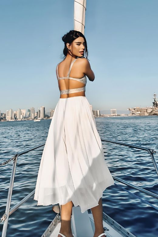 V Ausschnitt Wickel Crop Top - Ceyda