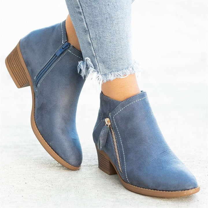 Herbstliche Damen Leder-Stiefeletten – Saphira