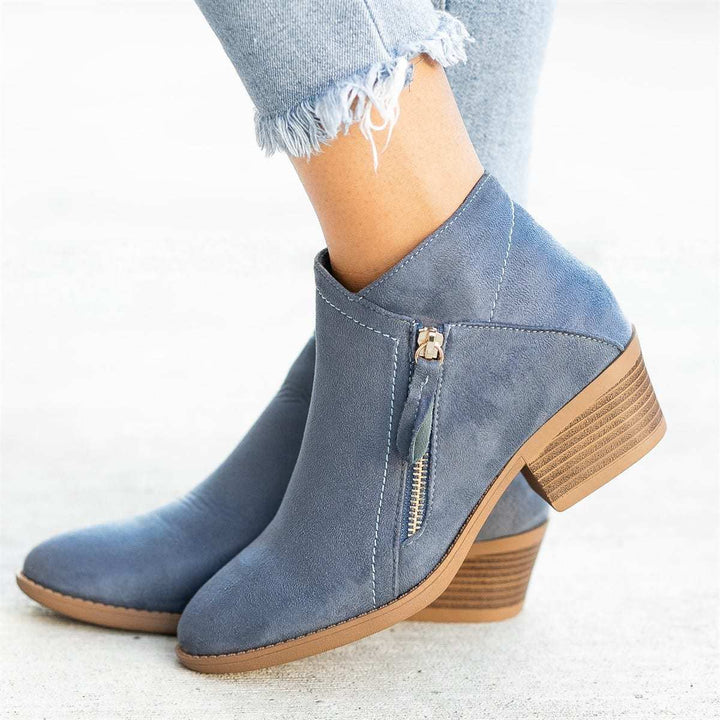 Herbstliche Damen Leder-Stiefeletten – Saphira