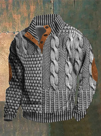 Warm Men's Jumper With Cable-Knit Pattern - Oscar